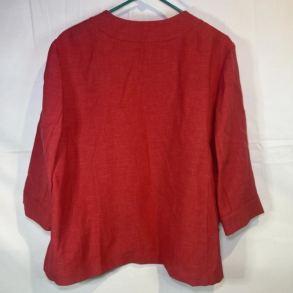Alfred Dunner Red Large Button Blazer 3/4 Sleeve Size 18‎ 100% Polyester